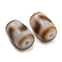 Tibetan Style dZi Beads, Natural Agate Beads, Dyed & Heated, Barrel with Wave Pattern