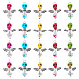 Skull Angel Synthetic Turquoise & Glass Pendants, with Alloy Findings