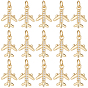 20 pcs rack placage laiton micro pavé clair pendentifs en zircone cubique, avion, plaqué longue durée, avec des anneaux de saut, sans plomb et sans cadmium