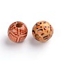 Round Printed Natural Maple Wood Beads, Macrame Beads Large Hole, 16x15mm, Hole: 5mm, about 830pcs/1000g