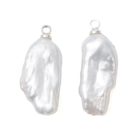 Подвески из натурального барочного жемчуга кеши, подвески в виде самородков с латунными чашеобразными жемчужными креплениями, белые