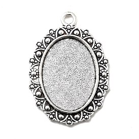 Тибетский стиль овальный сплава настройки кулон кабошон, без кадмия и без свинца, лоток : 25x18 мм, 39x27x2.5 мм, Отверстие : 3 мм , около 202 шт / 1000 г