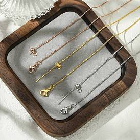 1мм стойка покрытие латунь коробка цепь регулируемый слайдер ожерелья для женщин мужчин, без кадмия и без свинца, 901 застежка из нержавеющей стали, долговечный