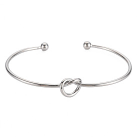 Bracelet manchette en forme de nœud, bracelet ouvert simple enroulé de fil pour fille femme