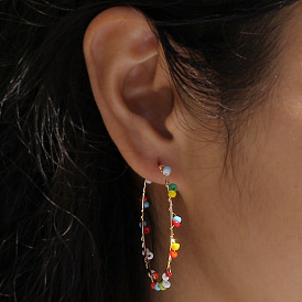 Colorful Metal Geometric Ear Cuff Earrings - European and American Fashion, Unique and Stylish.
