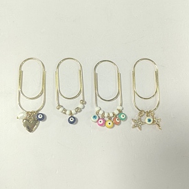 3pcs trombones en acier au carbone, avec des breloques en verre et en émail laiton