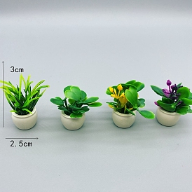 Mini Plastic Artificial Plant Ornaments, Miniature Bonsai, for Dollhouse, Home Display Decoration