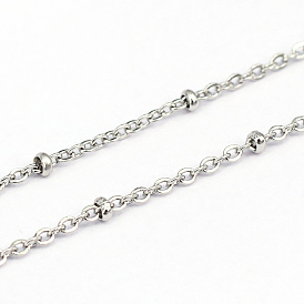 304 Stainless Steel Cable Chains, Satellite Chains, Soldered, Oval, 0.4mm
