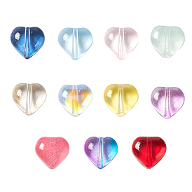 110Pcs 11 Colors Transparent Spray Painted Glass Beads, Heart