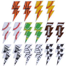 16 шт. 8 стили спортивная тематика полиэстер термоприклеиваемые/пришивные нашивки, термоклей, аппликации из ткани, удар молнии