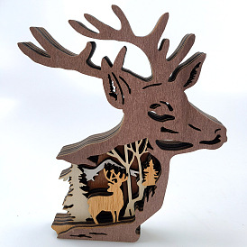 Forest Animals Wooden Crafts Ornament Creative Home Decoration Wooden Christmas Deer Ornament