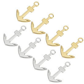8Stk 2 Farben 304 Edelstahlanhänger pendant, Anker