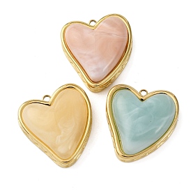 304 подвески из нержавеющей стали, сердце, cmолой, вакуумное покрытие pvd, реальный 18 k позолоченный