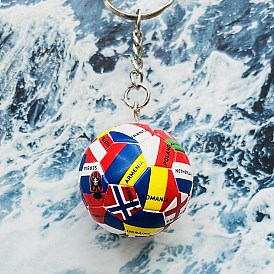 PVC National Flags Football Keychain, for Car Key Backpack Gift Pendant