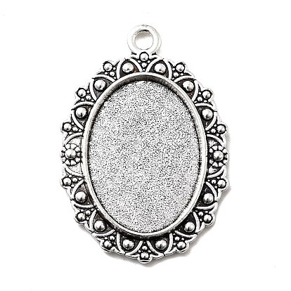 Тибетский стиль овальный сплава настройки кулон кабошон, без кадмия и без свинца, лоток : 25x18 мм, 39x27x2.5 мм, Отверстие : 3 мм , около 202 шт / 1000 г