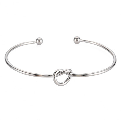 Knot Shape Cuff Bangle, Simple Wire Wrap Open Bangle for Girl Women