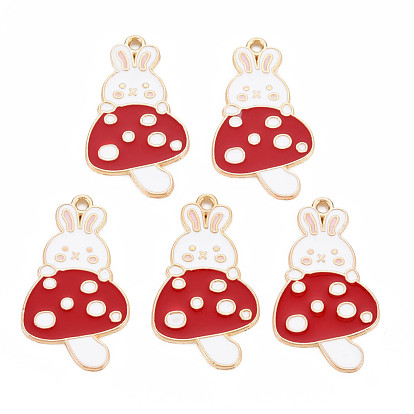 Alloy Enamel Pendants, Cadmium Free & Nickel Free & Lead Free, Light Gold, Rabbit