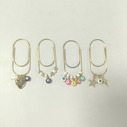 3pcs trombones en acier au carbone, avec des breloques en verre et en émail laiton