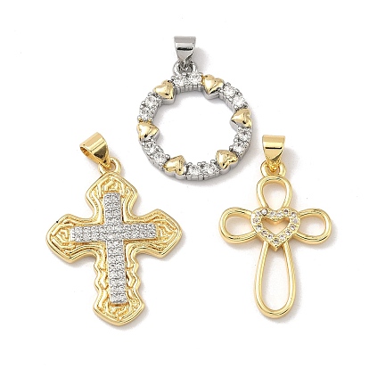 Латунные микропаве прозрачные подвески с фианитом