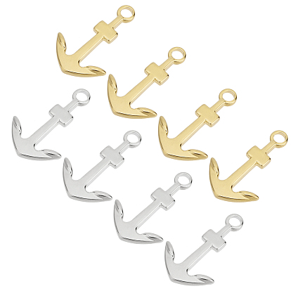 8Stk 2 Farben 304 Edelstahlanhänger pendant, Anker