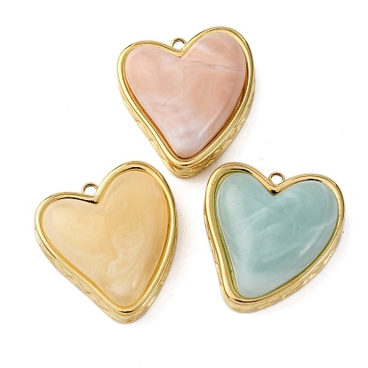 304 подвески из нержавеющей стали, сердце, cmолой, вакуумное покрытие pvd, реальный 18 k позолоченный