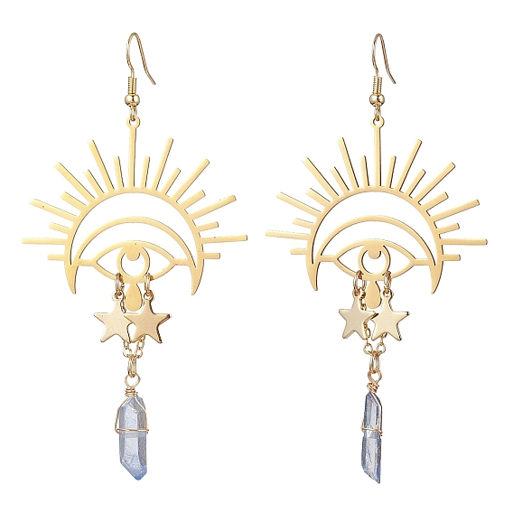 Серьги из натурального кварца и 201 серьги из нержавеющей стали, длинные серьги-капли с глазами и звездами