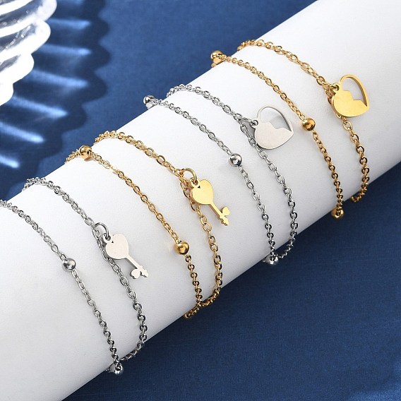 304 браслеты-цепочки с подвесками из нержавеющей стали, многорядные браслеты для женщин