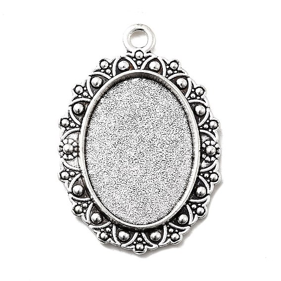 Тибетский стиль овальный сплава настройки кулон кабошон, без кадмия и без свинца, лоток : 25x18 мм, 39x27x2.5 мм, Отверстие : 3 мм , около 202 шт / 1000 г