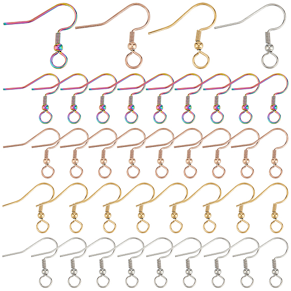 80 шт. 4 цвета 304 крючки для серег из нержавеющей стали, французские крючки с катушкой и шариком