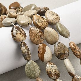 Естественного изображения яшмы бисер нитей, плоские каплевидные бусины