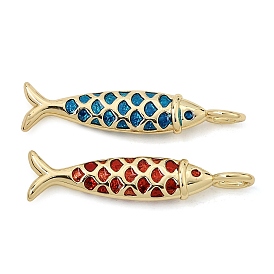 Laiton émail pendentifs, charmes de poissons, crémaillère plaquage, plaqué longue durée, réel 18 k plaqué or, sans plomb et sans cadmium