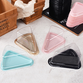 Recipientes de plástico para rebanadas de pastel con tapas, cajas individuales de tarta de queso, triángulo