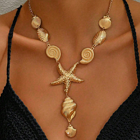 Подвеска в форме морской звезды из морской раковины, ожерелье Y для отпуска, пляжных путешествий