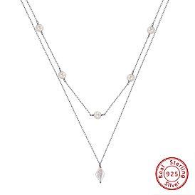 925 двухслойные ожерелья из стерлингового серебра., естественные пресноводные жемчужные ожерелья