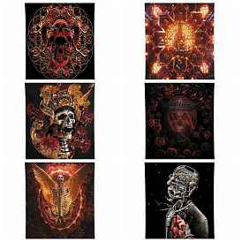 Polyester Halloween Skull Wall Hanging Tapestry, for Bedroom Living Room Decoration, Rectangle