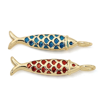 Laiton émail pendentifs, charmes de poissons, crémaillère plaquage, plaqué longue durée, réel 18 k plaqué or, sans plomb et sans cadmium