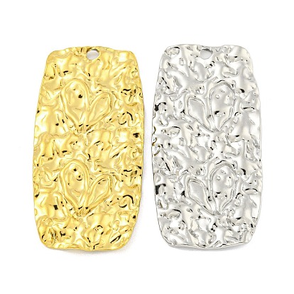 Ion Plating(IP) 304 Stainless Steel Pendants, Textured, Rectangle Charm