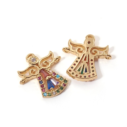 Brass Micro Pave Cubic Zirconia Links Connectors, Angel, Colorful