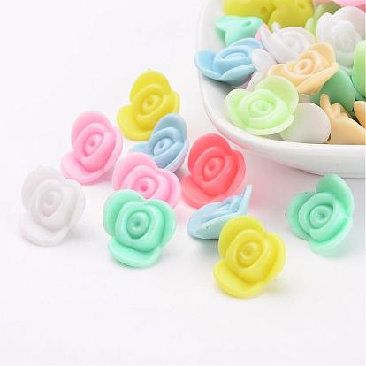 Opaque Acrylic Beads, Plastic Flower Beads, 15x15x8mm, Hole: 1.5mm, about 1000pcs/500g