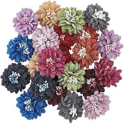 22 Stück 11 Farben Vliesstoff Blumen, mit Glitzerpulver, für DIY Stirnbänder Blume, Kleidung, , Hüte Zubehör