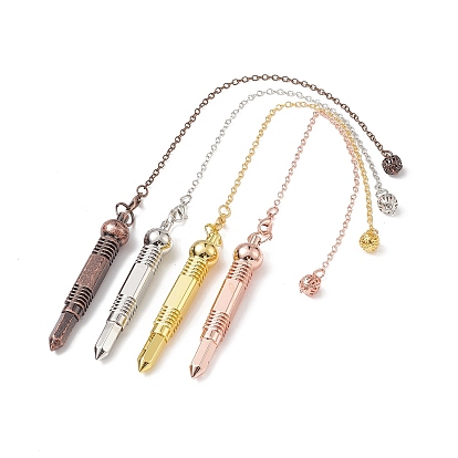 Brass Bullet Dowsing Pendulum Pendants, with Cable Chain & Lobster Claw Clasps