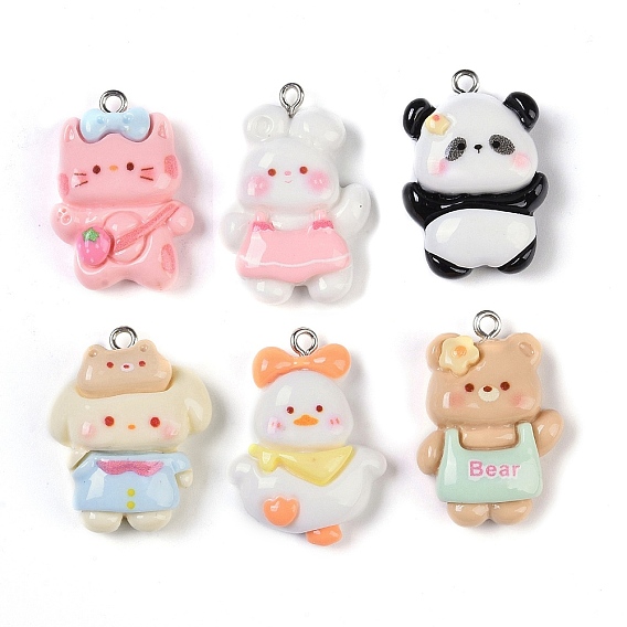 Подвески из смолы, животное, с платиново-железными петлями