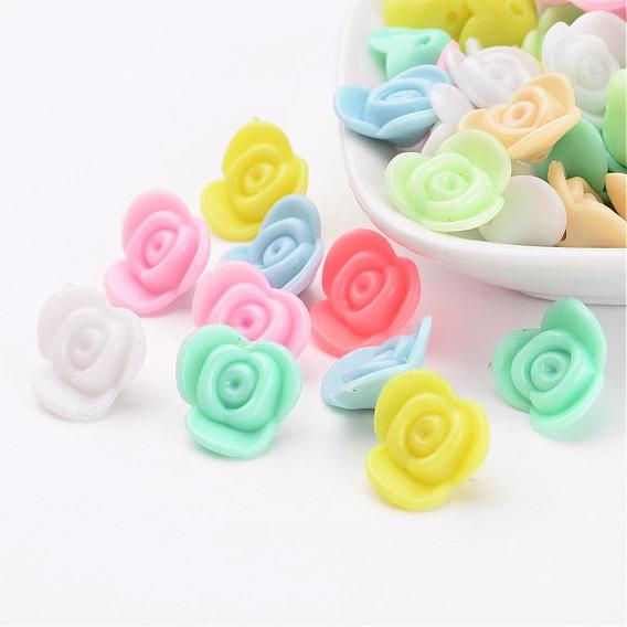 Opaque Acrylic Beads, Plastic Flower Beads, 15x15x8mm, Hole: 1.5mm, about 1000pcs/500g
