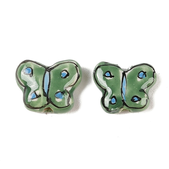 Ручной печатный шарики фарфора, бабочка