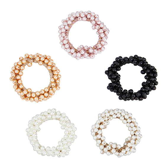 5шт 5 цвета эластичные резинки и пластиковые резинки для волос с имитацией жемчуга для резинок для хвостиков