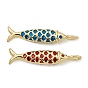 Brass Enamel Pendants, Fish Charms, Rack Plating, Long-Lasting Plated, Real 18K Gold Plated, Lead Free & Cadmium Free