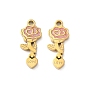 Valentine's Day 304 Stainless Steel Enamel Pendants, Flower with Word Love Charms, with Glitter Powder
