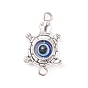 Tibetan Style Alloy Connerctor Charms, with Royal Blue Evil Eye Resin Beads, Owl & Butterfly & Eye & Tortoise