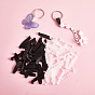 100Pcs 2 Colors Plastic Badge Strap Clip Carabiner Keychain Key Chain Connector Plastic Keychain Clip for Card Holder, Lanyards, Key Rings, ID Badge Holder Strap
