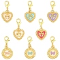 16Pcs 8 Style Alloy Enamel Pendant Decorations, with Alloy Lobster Claw Clasps, Mixed Shapes, Golden